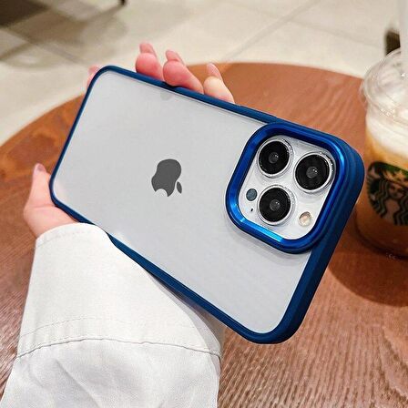 iPhone 12 Pro Max Uyumlu Renkli Nikelaj Krom Kamera Koruma Yükselti Detaylı Kılıf
