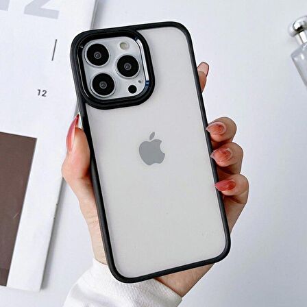 iPhone 12 Pro Max Uyumlu Renkli Nikelaj Krom Kamera Koruma Yükselti Detaylı Kılıf