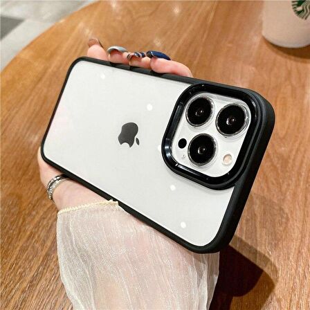 iPhone 12 Pro Max Uyumlu Renkli Nikelaj Krom Kamera Koruma Yükselti Detaylı Kılıf