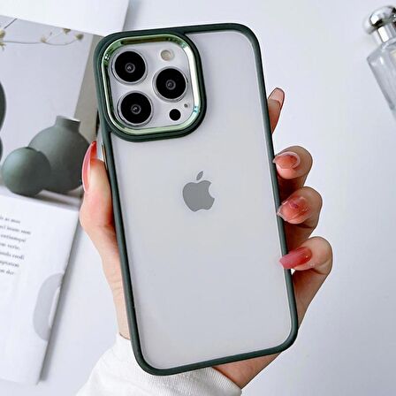 iPhone 12 Pro Max Uyumlu Renkli Nikelaj Krom Kamera Koruma Yükselti Detaylı Kılıf