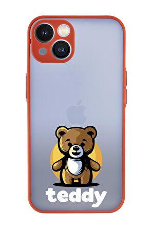 iPhone 13 Uyumlu Teddy Desenli Kamera Korumalı Buzlu Şeffaf Lüx Telefon Kılıfı