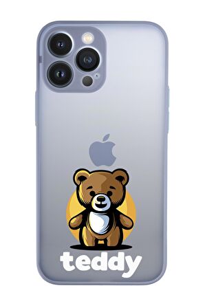 iPhone 13 Pro Uyumlu Teddy Desenli Kamera Korumalı Buzlu Şeffaf Lüx Telefon Kılıfı
