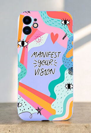 iPhone 11 Uyumlu Manifest Your Vision Desenli Kamera Korumalı Silikonlu Telefon Kılıfı