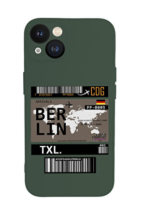 iPhone 13 Uyumlu Berlin Ticket Desenli Premium Silikonlu Lansman Telefon Kılıfı