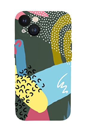 iPhone 13 Uyumlu Colorful Pattern Desenli Premium Silikonlu Lansman Telefon Kılıfı