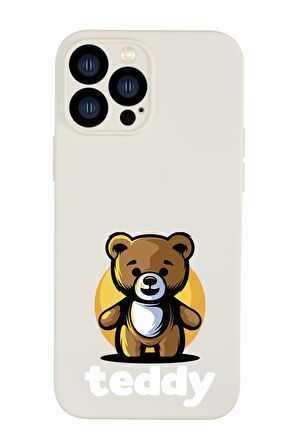 iPhone 13 Pro Uyumlu Teddy Desenli Kamera Lens Korumalı Darbe Emici Silikonlu Lansman Kılıf