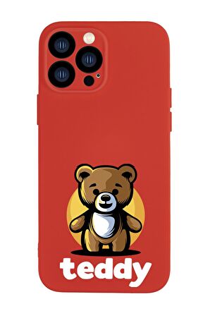 iPhone 13 Pro Uyumlu Teddy Desenli Kamera Lens Korumalı Darbe Emici Silikonlu Lansman Kılıf