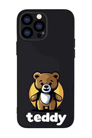 iPhone 13 Pro Uyumlu Teddy Desenli Kamera Lens Korumalı Darbe Emici Silikonlu Lansman Kılıf