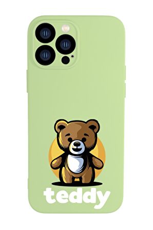 iPhone 13 Pro Uyumlu Teddy Desenli Kamera Lens Korumalı Darbe Emici Silikonlu Lansman Kılıf