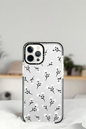 iPhone 13 Pro Beyaz Çiçekler Desenli Casetify Darbe Emci Silikonlu Telefon Kılıfı