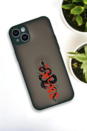 iPhone 13 Uyumlu Snake Desenli Buzlu Şeffaf Lüx Telefon Kılıfı