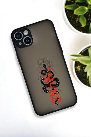 iPhone 13 Uyumlu Snake Desenli Buzlu Şeffaf Lüx Telefon Kılıfı