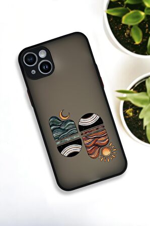 iPhone 13 Uyumlu Sunset Wave Desenli Buzlu Şeffaf Lüx Telefon Kılıfı