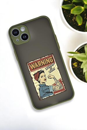iPhone 13 Uyumlu Women At Work Desenli Buzlu Şeffaf Lüx Telefon Kılıfı