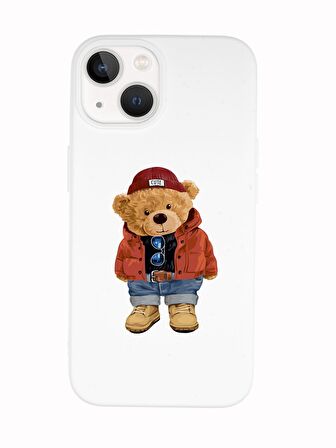 iPhone 14 Uyumlu Teddy Bear Desenli Premium Silikonlu Lansman Telefon Kılıfı