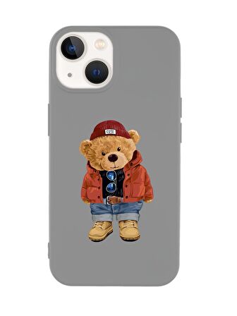 iPhone 14 Uyumlu Teddy Bear Desenli Premium Silikonlu Lansman Telefon Kılıfı