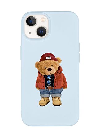 iPhone 14 Plus Uyumlu Teddy Bear Desenli Premium Silikonlu Lansman Telefon Kılıfı