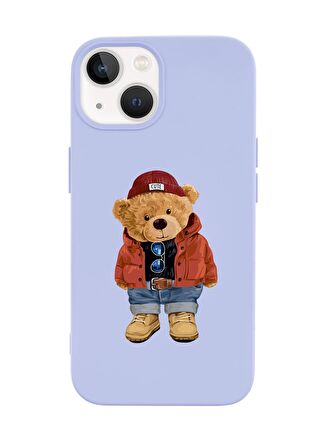 iPhone 14 Plus Uyumlu Teddy Bear Desenli Premium Silikonlu Lansman Telefon Kılıfı