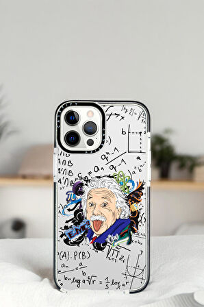 iPhone 14 Pro Max Einstein Desenli Casetify Darbe Emci Silikonlu Telefon Kılıfı