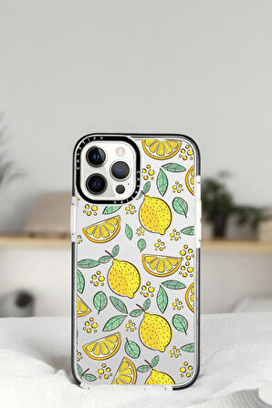 iPhone 14 Pro Max Limon Desenli Casetify Darbe Emci Silikonlu Telefon Kılıfı