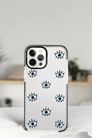 iPhone 14 Pro Max Nazar Gözler Desenli Casetify Darbe Emci Silikonlu Telefon Kılıfı