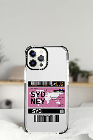 iPhone 14 Pro Max Sydney Ticket Desenli Casetify Darbe Emci Silikonlu Telefon Kılıfı