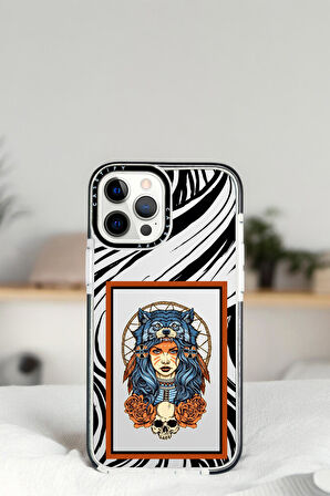 iPhone 14 Pro Max Warrior Woman Desenli Casetify Darbe Emci Silikonlu Telefon Kılıfı