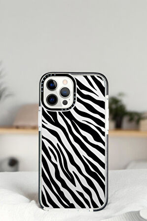 iPhone 14 Pro Max Zebra Pattern Casetify Darbe Emci Silikonlu Telefon Kılıfı