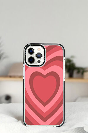 iPhone 14 Pro Max Kırmızı Kalpler Desenli Casetify Darbe Emci Silikonlu Telefon Kılıfı