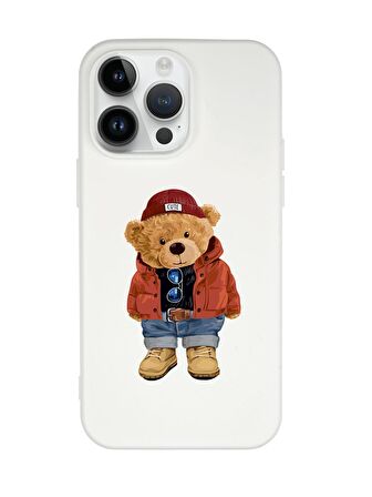 iPhone 14 Pro Max Uyumlu Teddy Bear Desenli Premium Silikonlu Lansman Telefon Kılıfı