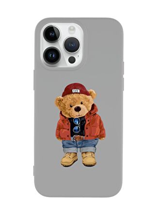 iPhone 14 Pro Max Uyumlu Teddy Bear Desenli Premium Silikonlu Lansman Telefon Kılıfı
