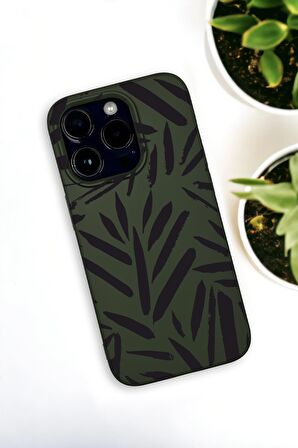iPhone 14 Pro Max Uyumlu Fırça Darbeleri Desenli Premium Silikonlu Haki Lansman Telefon Kılıfı