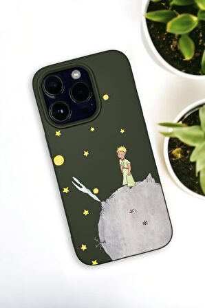 iPhone 14 Pro Max Uyumlu Küçük Prens Desenli Premium Silikonlu Haki Lansman Telefon Kılıfı