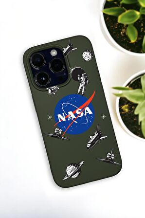iPhone 14 Pro Max Uyumlu Nasa Desenli Premium Silikonlu Haki Lansman Telefon Kılıfı