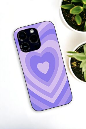 iPhone 14 Pro Max Uyumlu Mor Kalpler Desenli Premium Silikonlu Haki Lansman Telefon Kılıfı