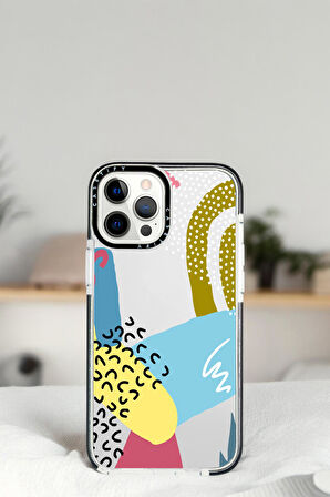 iPhone 14 Pro Colorful Pattern Desenli Casetify Darbe Emci Silikonlu Telefon Kılıfı