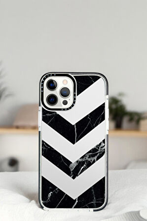 iPhone 14 Pro Mermer Üçgen Desenli Casetify Darbe Emci Silikonlu Telefon Kılıfı