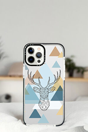 iPhone 14 Pro Polygon Deer Desenli Casetify Darbe Emci Silikonlu Telefon Kılıfı