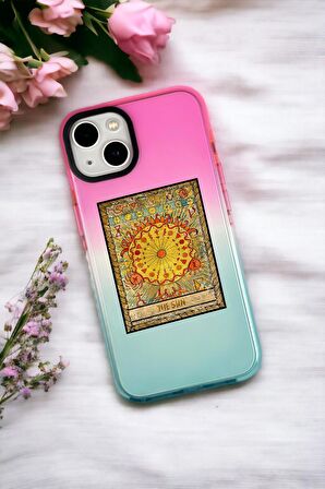 iPhone 14 Uyumlu The Sun Desenli Premium Rainbow Silikonlu Telefon Kılıfı