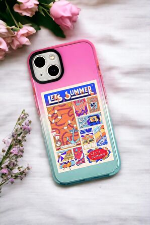 iPhone 15 Plus Uyumlu Lets Party Desenli Premium Rainbow Silikonlu Telefon Kılıfı