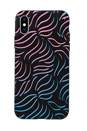 iPhone XS Uyumlu Color Wave Desenli Premium Silikonlu Telefon Kılıfı