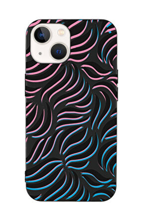 iPhone 14 Plus Uyumlu Color Wave Desenli Premium Silikonlu Telefon Kılıfı
