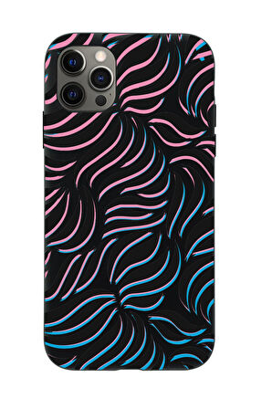 iPhone 12 Pro Max Uyumlu Color Wave Desenli Premium Silikonlu Telefon Kılıfı