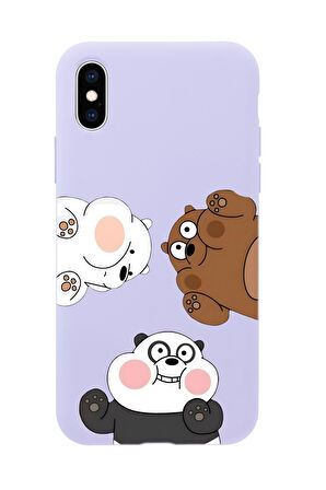 iPhone XS Uyumlu Cute Animals Desenli Premium Silikonlu Telefon Kılıfı