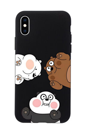 iPhone XS Uyumlu Cute Animals Desenli Premium Silikonlu Telefon Kılıfı