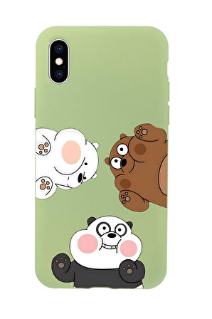 iPhone XS Uyumlu Cute Animals Desenli Premium Silikonlu Telefon Kılıfı