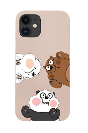 iPhone 12 Mini Uyumlu Cute Animals Desenli Premium Silikonlu Telefon Kılıfı