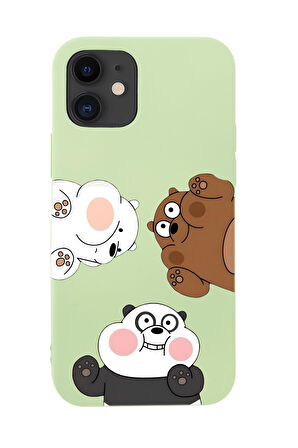 iPhone 12 Mini Uyumlu Cute Animals Desenli Premium Silikonlu Telefon Kılıfı