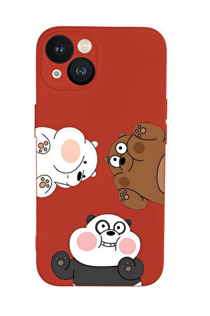 iPhone 13 Uyumlu Cute Animals Desenli Kamera Korumalı Premium Silikonlu Telefon Kılıfı