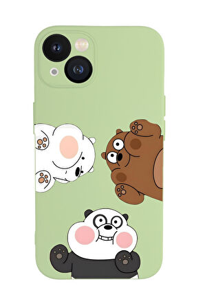 iPhone 13 Uyumlu Cute Animals Desenli Kamera Korumalı Premium Silikonlu Telefon Kılıfı